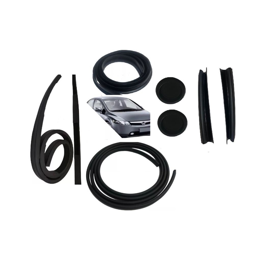 Kit completo de borrachas do parabrisa e churrasqueira do Honda New Civic