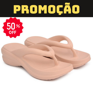 Chinelo Feminino Tamanco Anabela Conrtável Microexpandido em Oferta na Shopee
