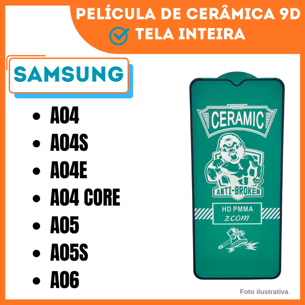 Película Cerâmica Hidrogel Flexível Para Samsung A04 / A04S / A04E / A04 Core / A05 / A05S / A06 / Película 9D.