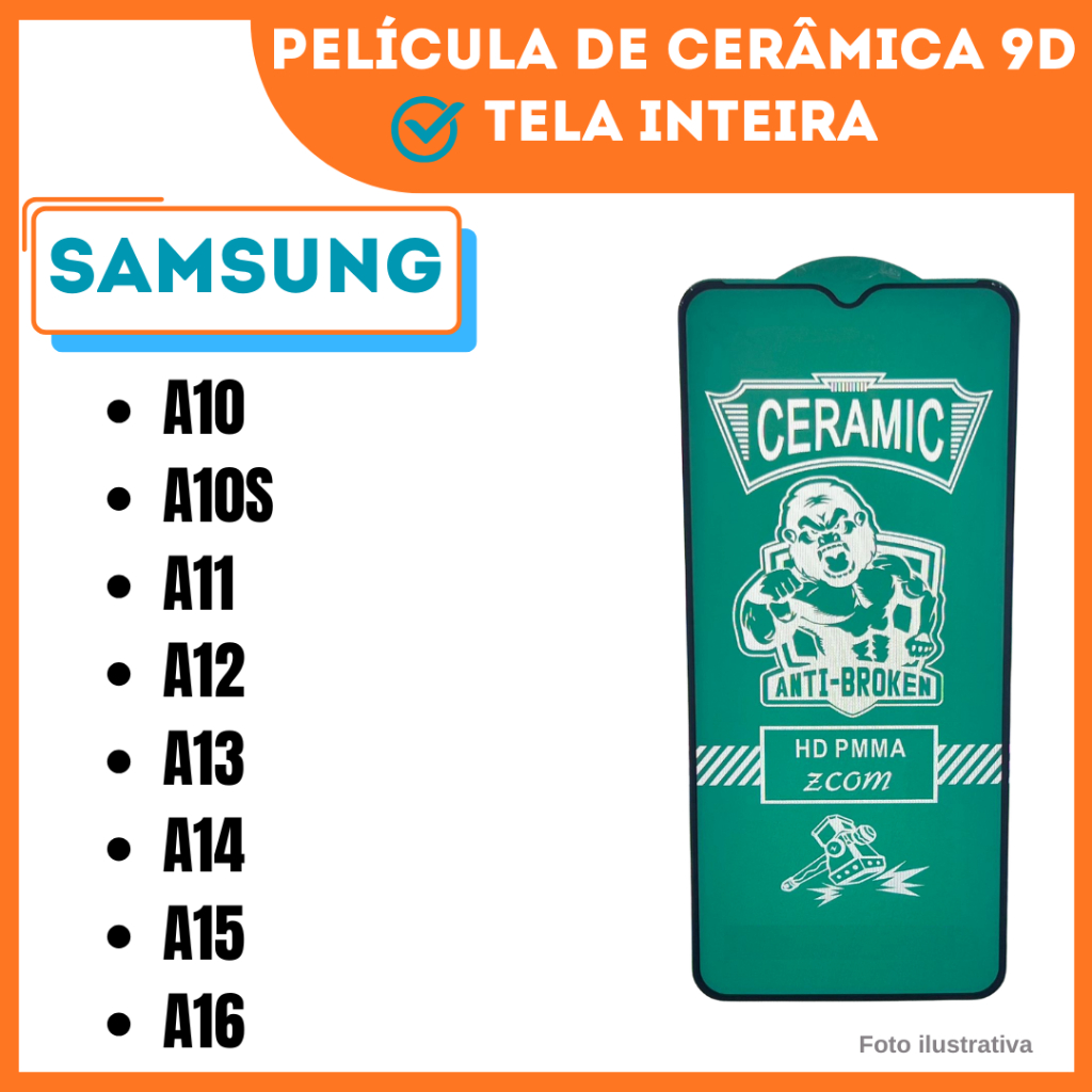 Película Cerâmica Hidrogel Flexível Para Samsung A10 / A10S / A11/ A12 / A13 / A14 / A15 / A16 / Película 9D.