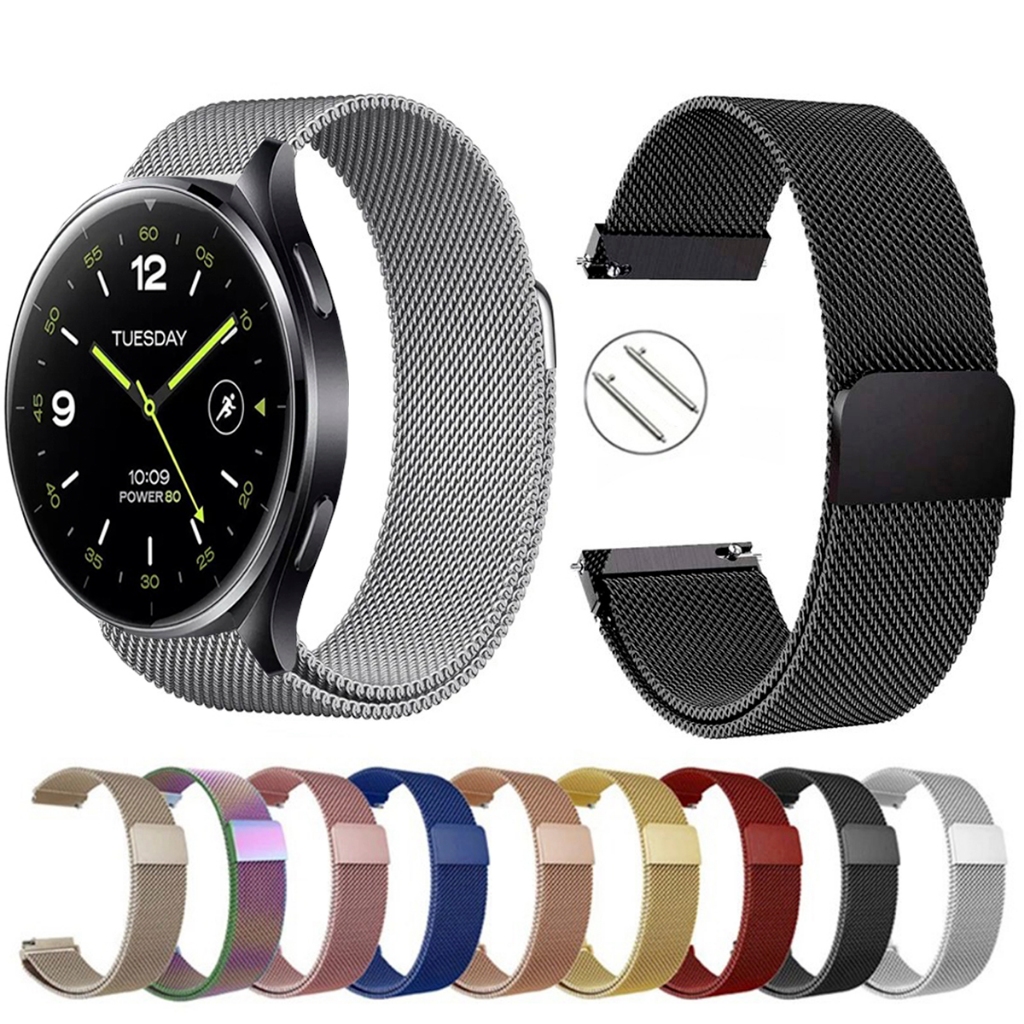 Pulseira de 22mm milanesa aço inox para Smartwatch Xiaomi Watch 2 de Engate Rapido