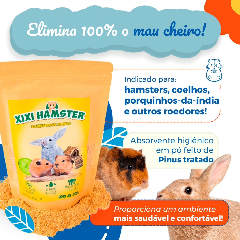 Xixi Hamster - Eliminador de Odor para Gaiola Roedores Porquinho da Índia, Coelho, Furão