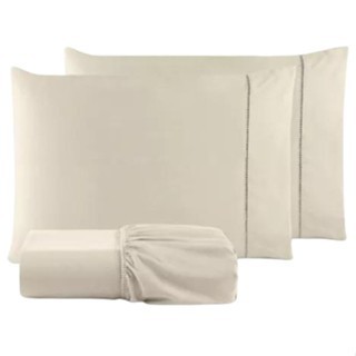 Jogo de Cama Casal Micropercal 400 Fios com Detalhe em Ponto Palito – Conforto e Elegância