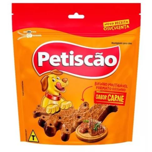 Bifinho Petiscão Mastigável Sabor Carne Formato Ossinho 250g / 500g
