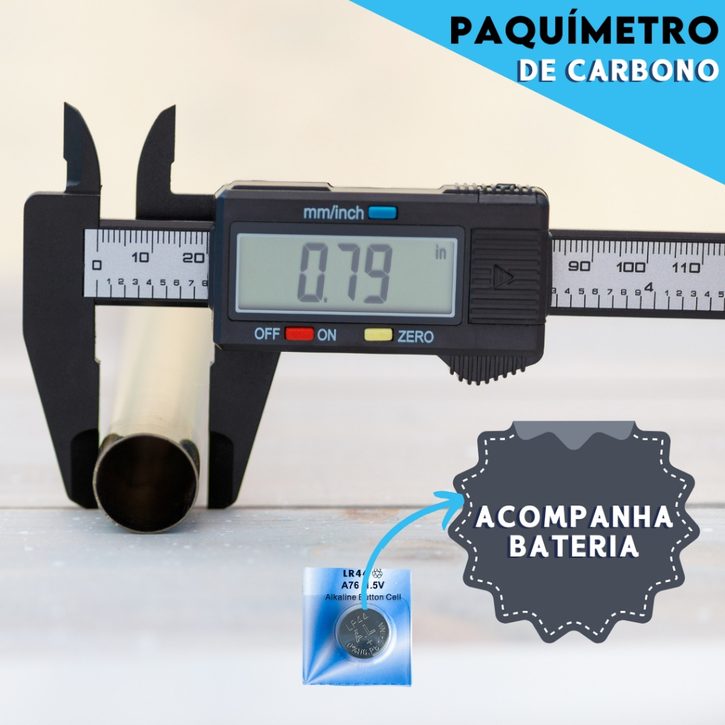 Paquímetro Digital Em Carbono Com Bateria 150MM - Aero