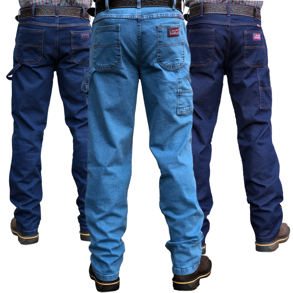 Calça Carpinteira Masculina Country Jeans Bolso Faca Rodeio Texana Elastano Cavalgada Os Boiadeiros