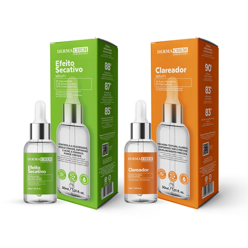 Dermachem Kit 2un - 1un Sérum Secativo + 1un Sérum Sérum Facial Clareador 30ml - Skincare Diário em Oferta na Shopee