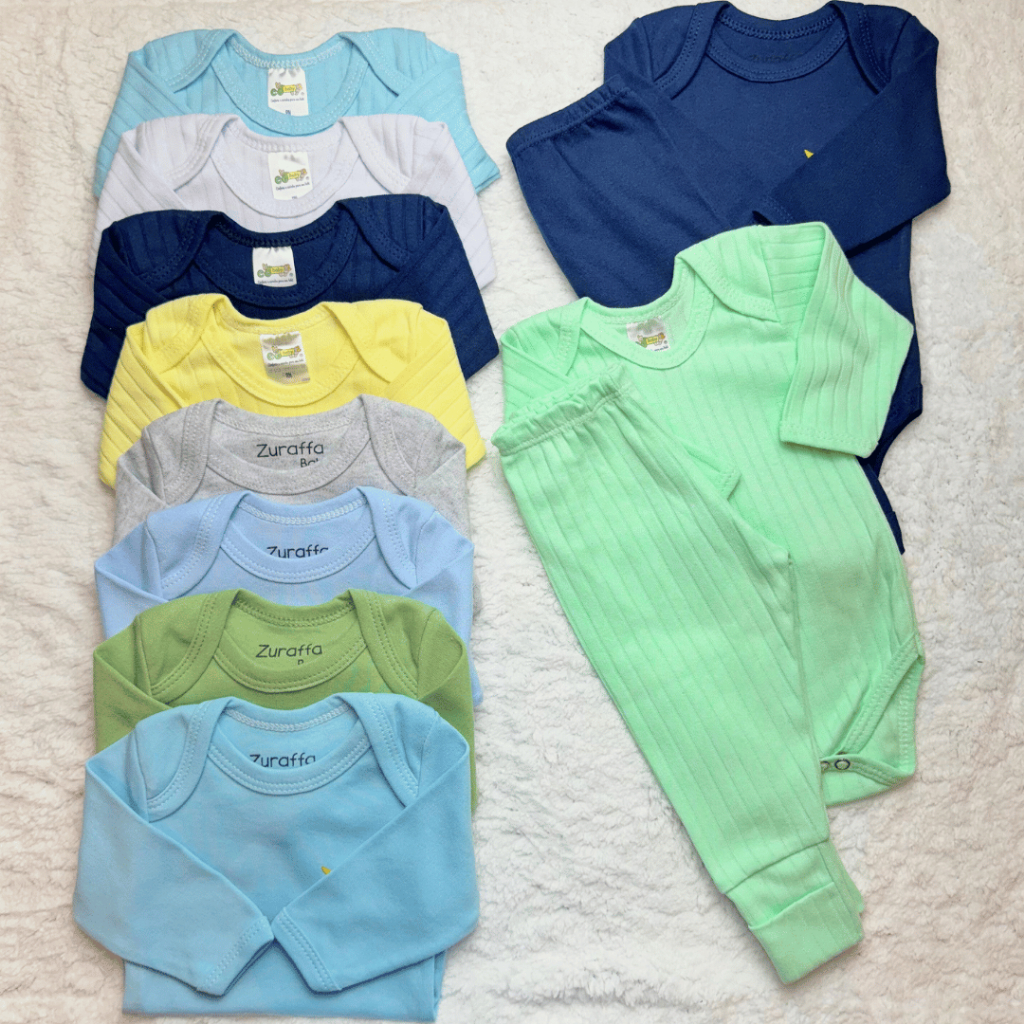 Kit 12 Peças Canelado Liso Menina Menino Verão Primavera Bebê Baby Color Inverno Boho