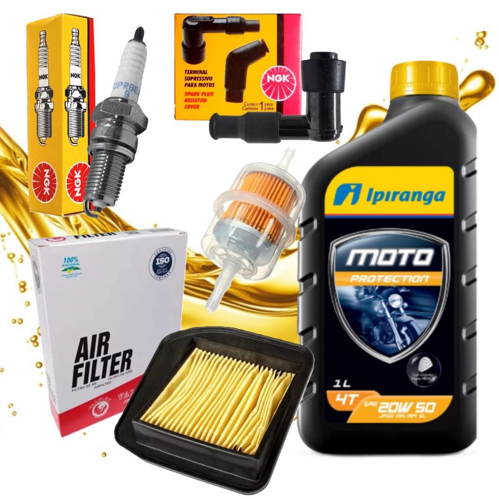 Kit Revisão Cg 125 Titan 2000-2008 / Cg 125 Fan 2005-2008 Troca Óleo 20w50 Filtros e Vela Ngk