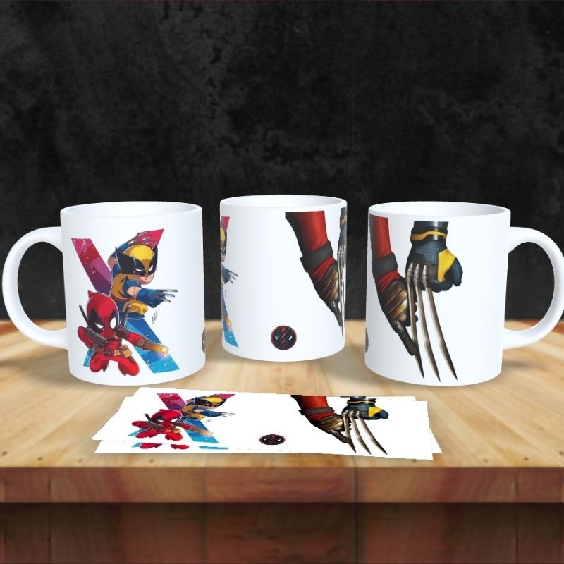 caneca personalizada Marvel Deadpool Wolverine cute