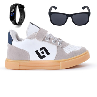 Tenis Infantil Casual Sapatenis Meninos Meninas Street Calce Facil + Oculos Relogio em Oferta na Shopee