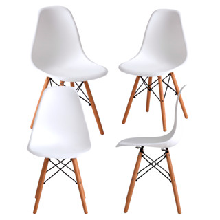 Kit 4 Cadeiras Design Eiffel Original Charles Eames Wood Cores