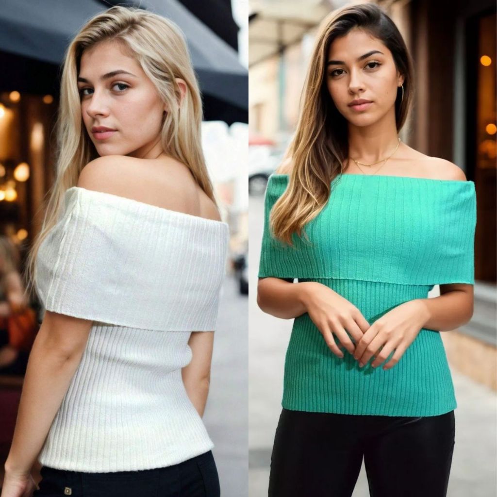 Blusa Feminina Ombro a Ombro Babado Ciganinha Manga Curta Confortável Moderna Versátil Estilosa Básica