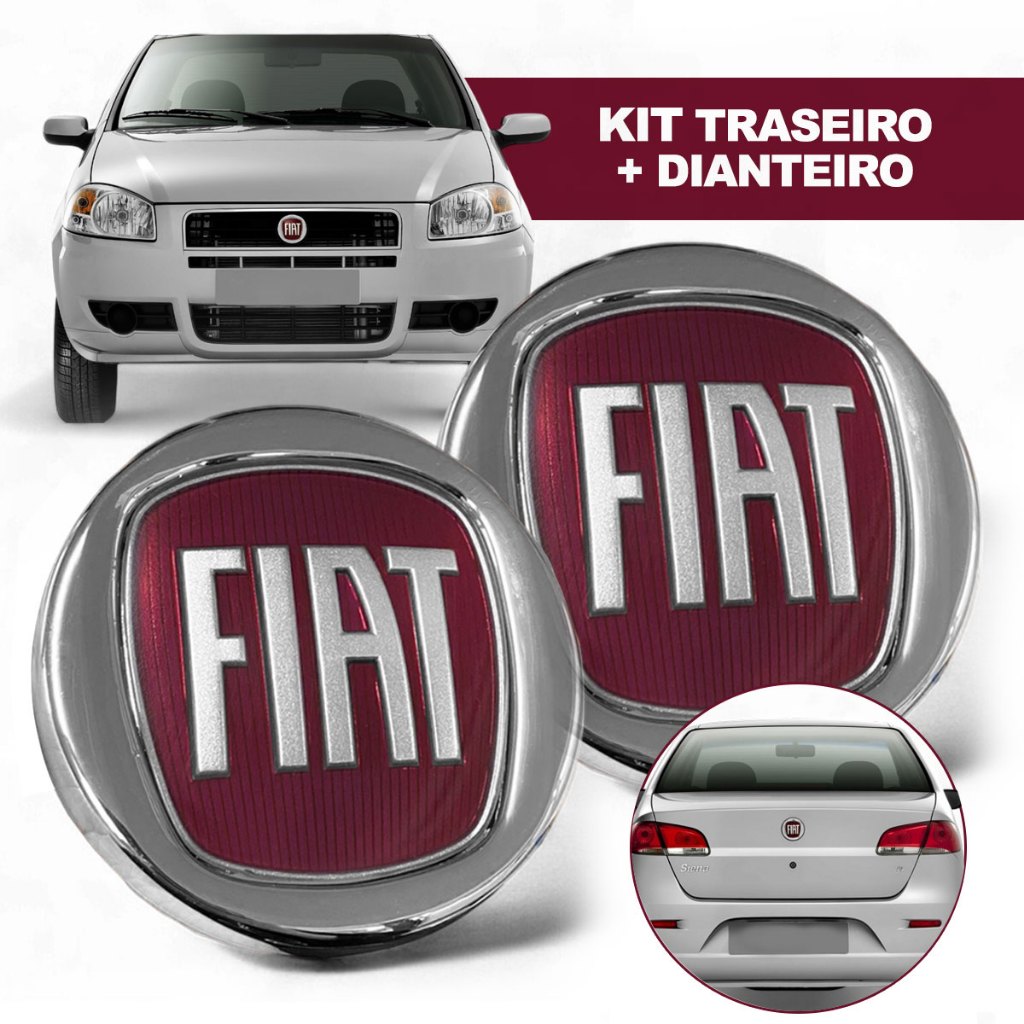 Kit Emblema Fiat Siena Dianteiro Traseiro Mala Grade Logo Fiat 95 mm Letreiro em Oferta na Shopee