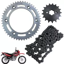 Kit Relação Tração Transmissão Completo Nxr Bros 125 2003 2004 2005 2006 Com Inmetro