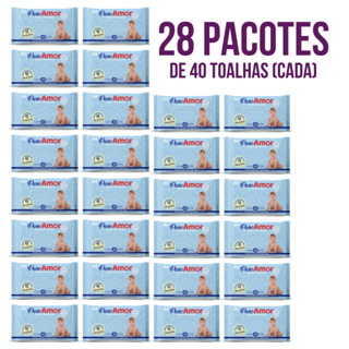 Caixa com 28 Lenços/Toalhas Umedecidas Puro Amor c/ 40 Unidades Cada – Econômico em Oferta na Shopee