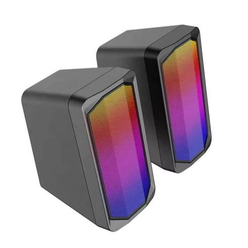 Caixa De Som Gamer Iluminação Rgb Led 2.0 Multimídia Cor Preto 5v