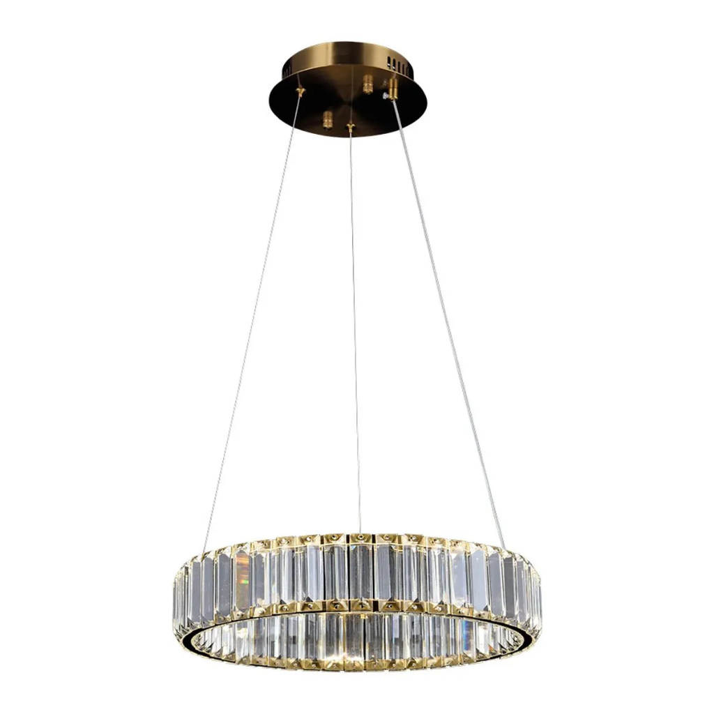 Lustre Pendente Nitrolux LTP-018 Dourado Led Bivolt CRISTAL