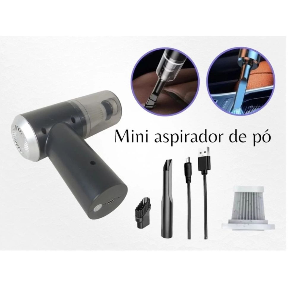 Aspirador de Pó Portátil Carro Casa 2 em 1 a Vácuo USB Mini Aspirador