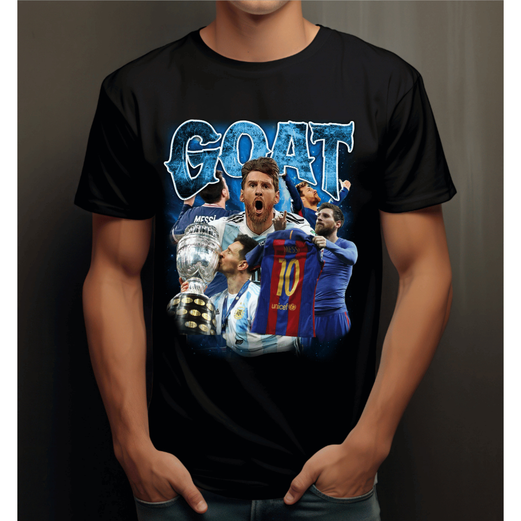 Camiseta Regular Casual Algodão 30.1 Futebol Lionel Messi GOAT