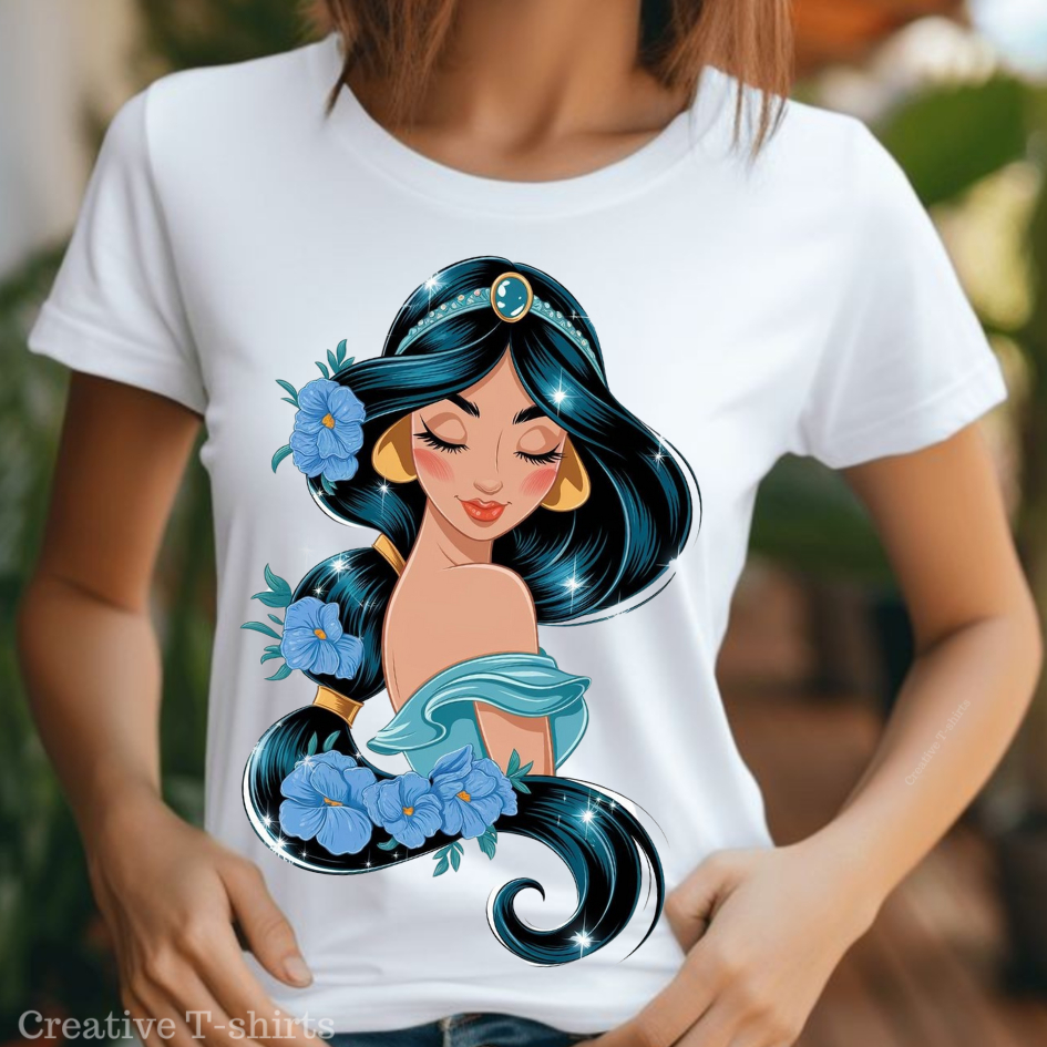 Camisa Estampadas Jasmine: Blusa Femininas, Masculina e Camisetas Infantis. Estampas Exclusivas!