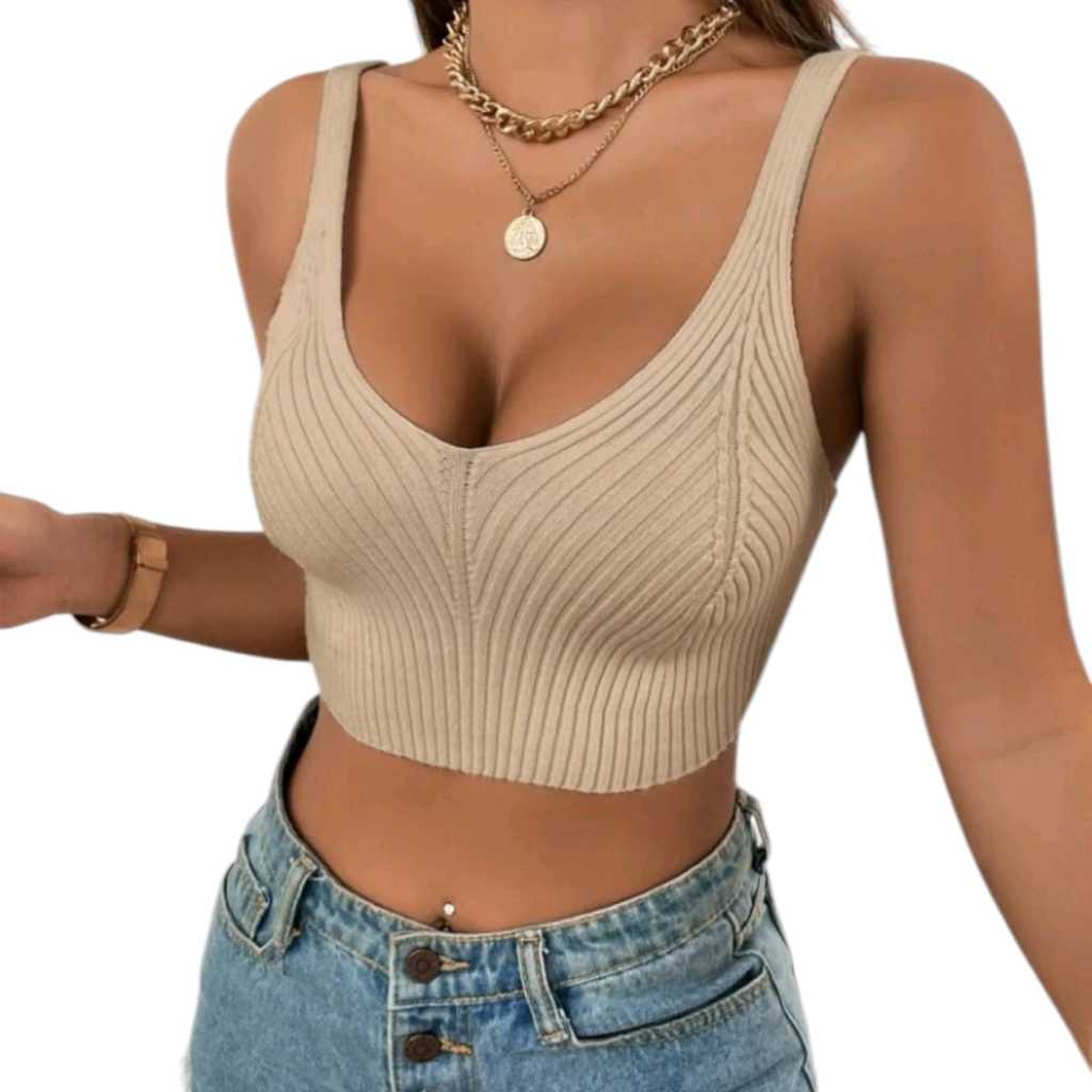 Blusa Regata Alça Tricot Verão Moda Blogueira Regatinha Tricô Cropped