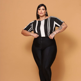 Blusa T-shirt Plus size Curve Curvy ombro a ombro academia ciganinha linda do G1 AO G3 em Oferta na Shopee
