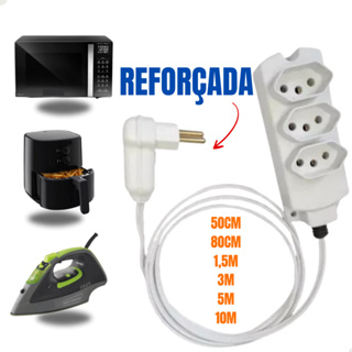Extensão De 3 Tomadas 10/20 Amperes Com Desconto 50cm/80cm/1,5/3/5/10 Metros em Oferta na Shopee