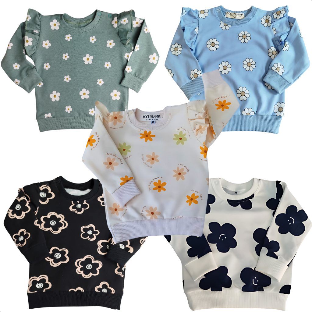 Moletom Menina Infantil Blusa Roupa Estampada 2 meses a 6 anos Moletinho