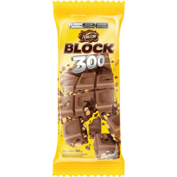 Chocolate Com Amendoim Block Barra 300G - ARCOR em Oferta na Shopee