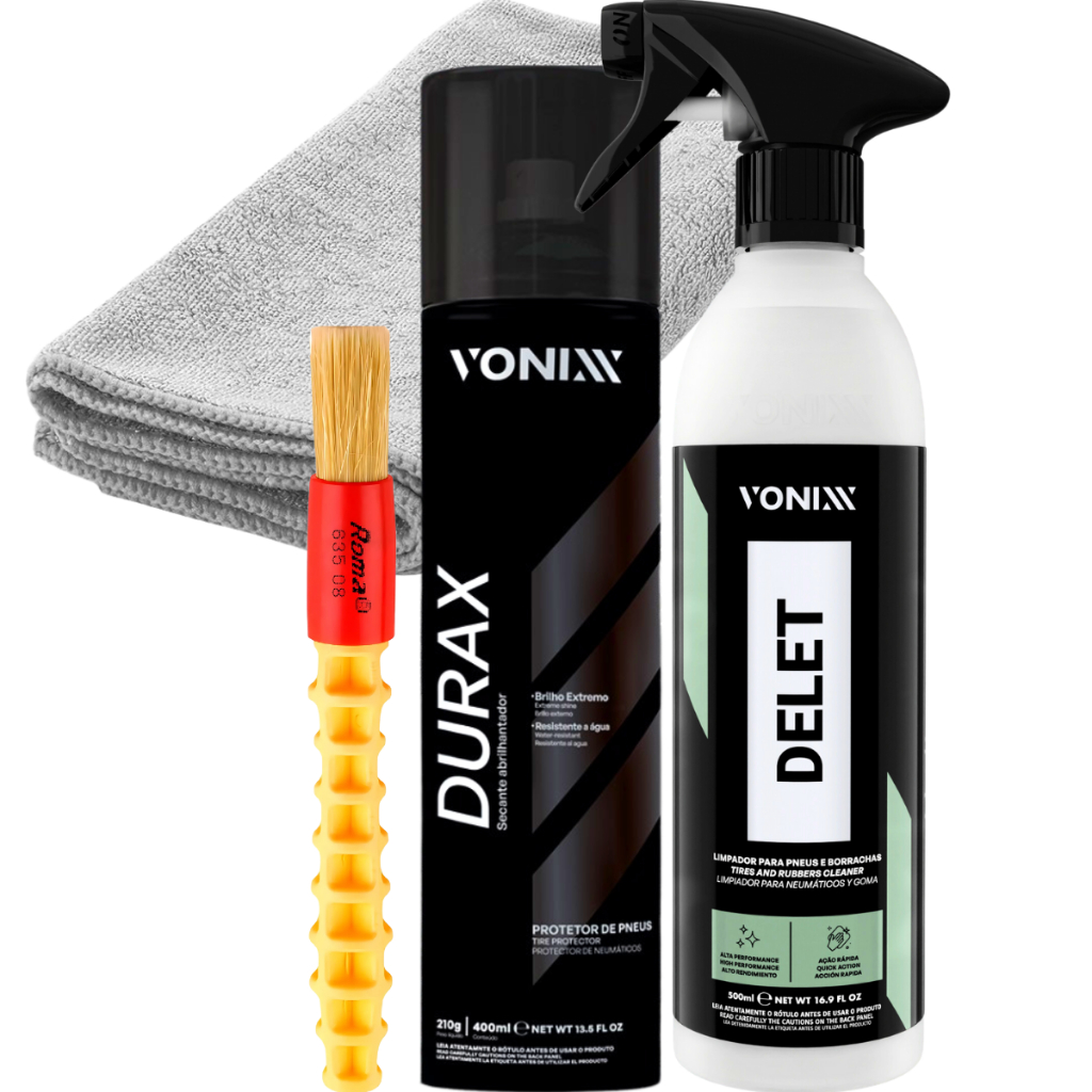 Pneu Pretinho Selante Durax Aerossol 400ml Vonixx Protetor de Pneus Delet 500ml Limpador de Borracha em Oferta na Shopee
