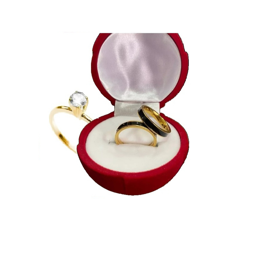 Par Aliança Tungstênio Banhada Ouro 18k Friso Preto 4mm