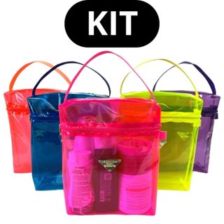 KIT Necessaire Organizador Frasqueira Transparante Impermeável Neon produtos de higiene viagem em Oferta na Shopee