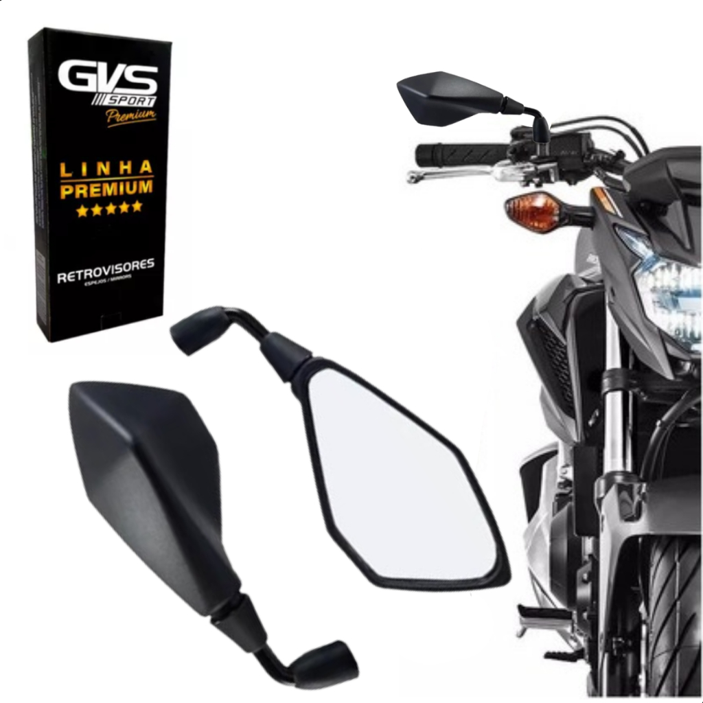 Retrovisor GVS Modelo Kawasaki Z400 Haste Curta 90 Graus Lente Convexa Para Motos Yamaha em Oferta na Shopee