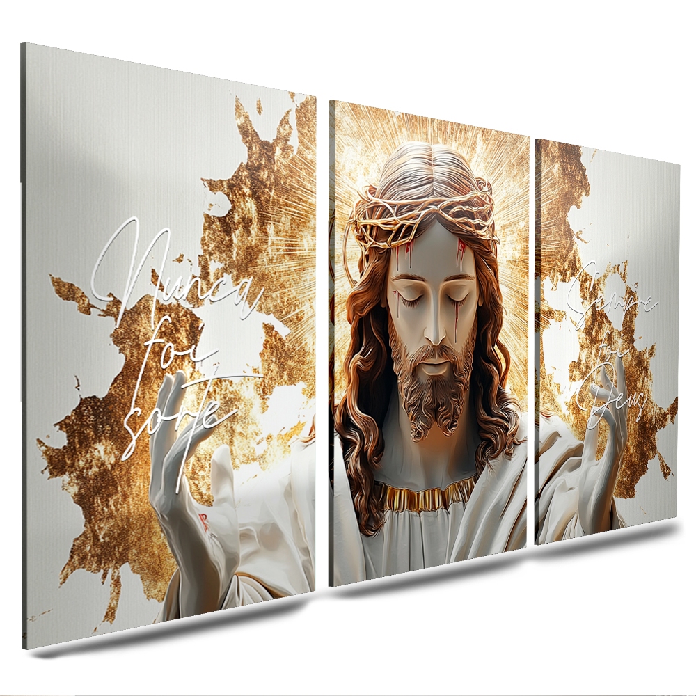 Quadros Decorativos 3 peças Jesus Cristo Deus religioso para sala quartos (JESUS SANGUE)