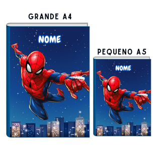 Kit 2 Cadernos Personalizado HOMEM ARANHA - Grande e Mini - 96 folhas em Oferta na Shopee