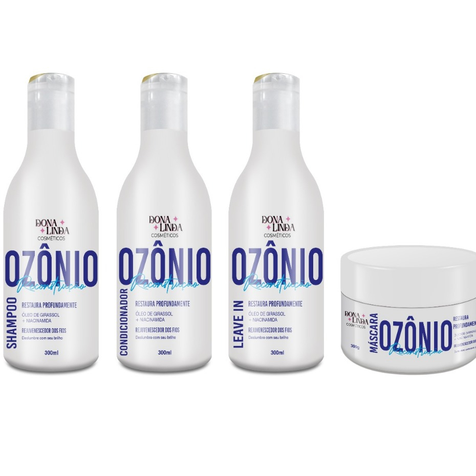 Kit Reconstrução Capilar Dona Linda Ozônio 4 Itens – Força e Reparação dos Fios em Oferta na Shopee