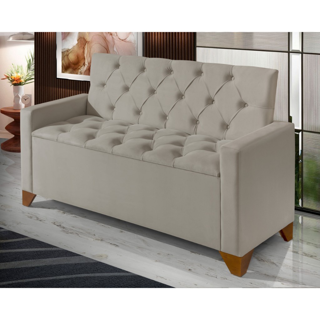 Sofá Banco Divã Recamier Baú Califórnia 1,30m Moderno Luxo Recepção Quarto Confortavel