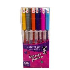 Caneta Gel com Glitter Kit c/6 cores Rebecca Bombom - RB0402