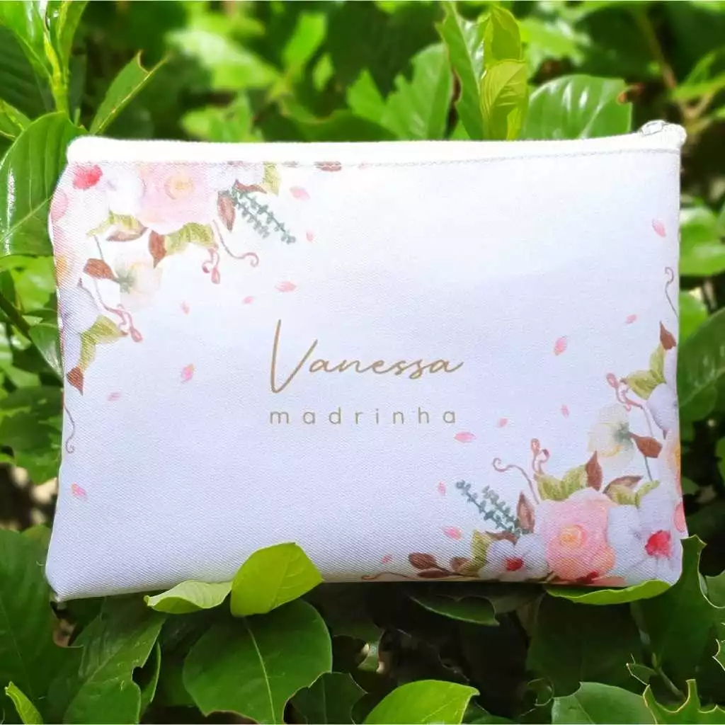 Necessaire Slim personalizada para lembrancinha de casamento