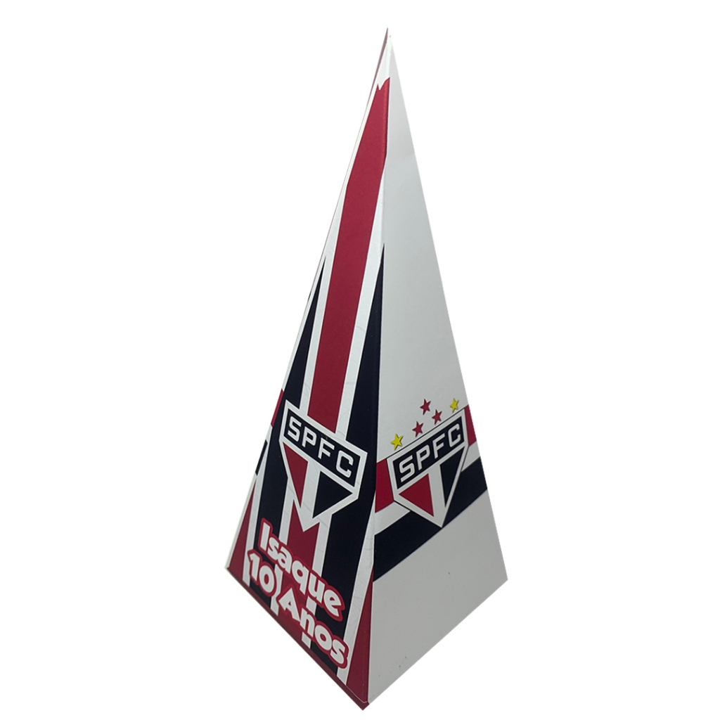 Caixinhas São Paulo SPFC Personalizada com Nome e Idade Pirâmide/Cone Lembrancinhas Para Festas de Aniversario