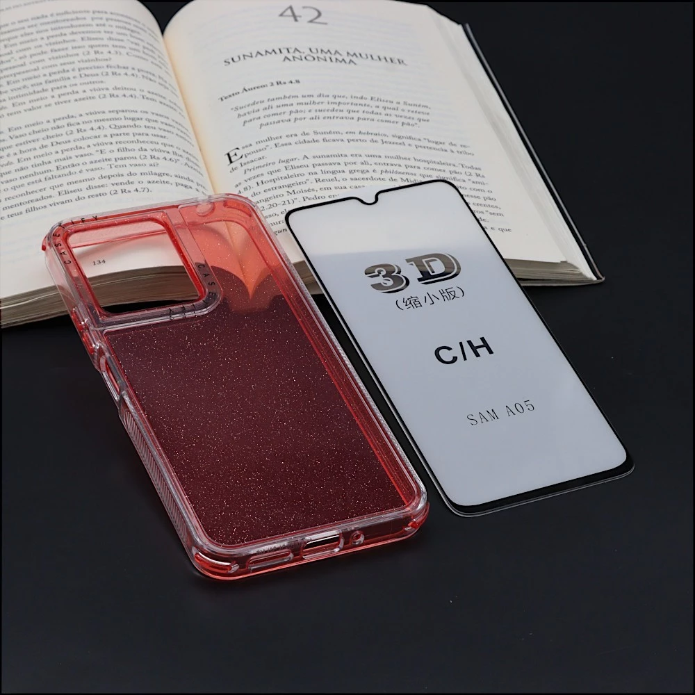 Capa Anti-iimpacto Colorida C/brilho Para Redmi 13C Com Película 3D