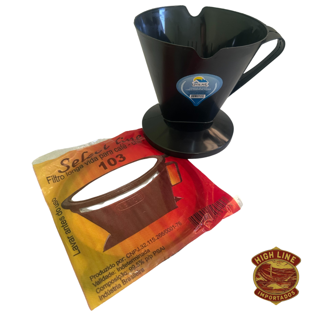 Kit Coador de Café Porta Filtro 103 e Filtro Grande Permanente 103