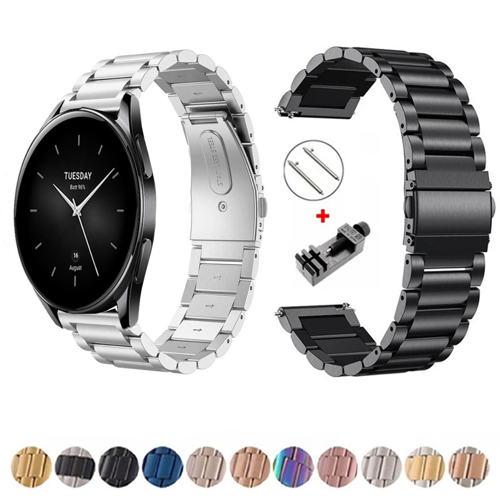Pulseira de 22mm Metal Elos de aço inox para Smartwatch Xiaomi Watch S2 de Engate Rapido