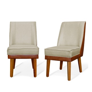 Kit 2 Cadeiras Jantar Virgínia Linho e Courissimo- Meu Lar Decorações em Oferta na Shopee