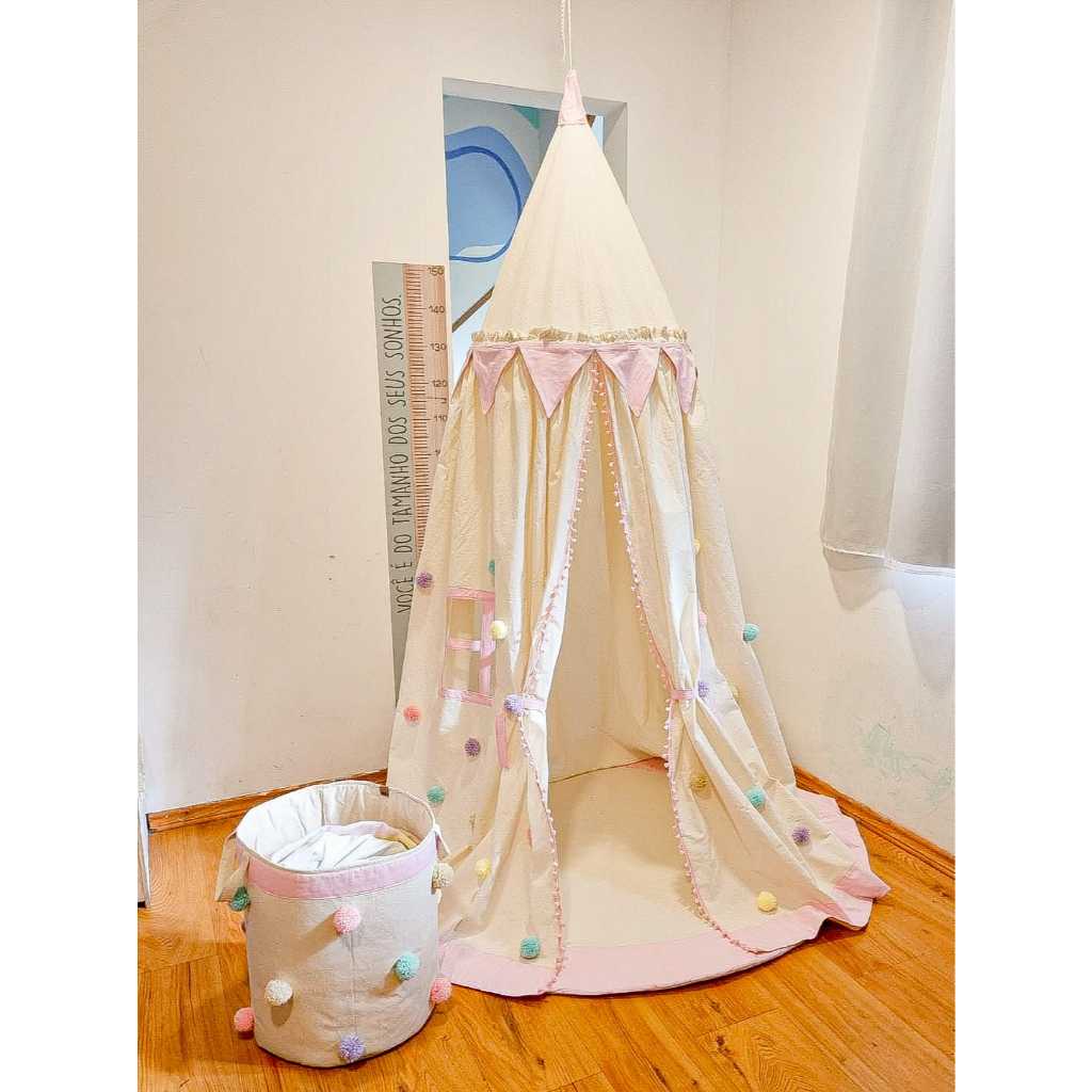 Cabaninha de Teto rosa e cantinho da Leitura/Cabaninha de Brinca/Cabaninha Dossel quarto de bebê e criança