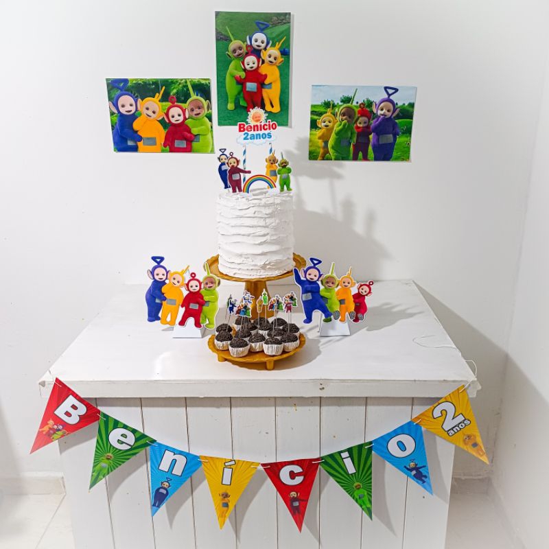 Kit Festa Teletubbies Personalizado Só Um Bolinho Festa em Casa Aniversário Infantil adulto Mesversário lembrancinha