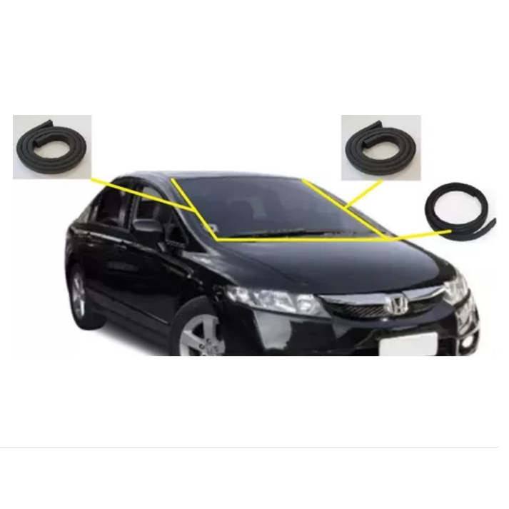 Kit Borracha Acabamento Parabrisa + borracha da churrasqueira Honda Civic 2007/2011