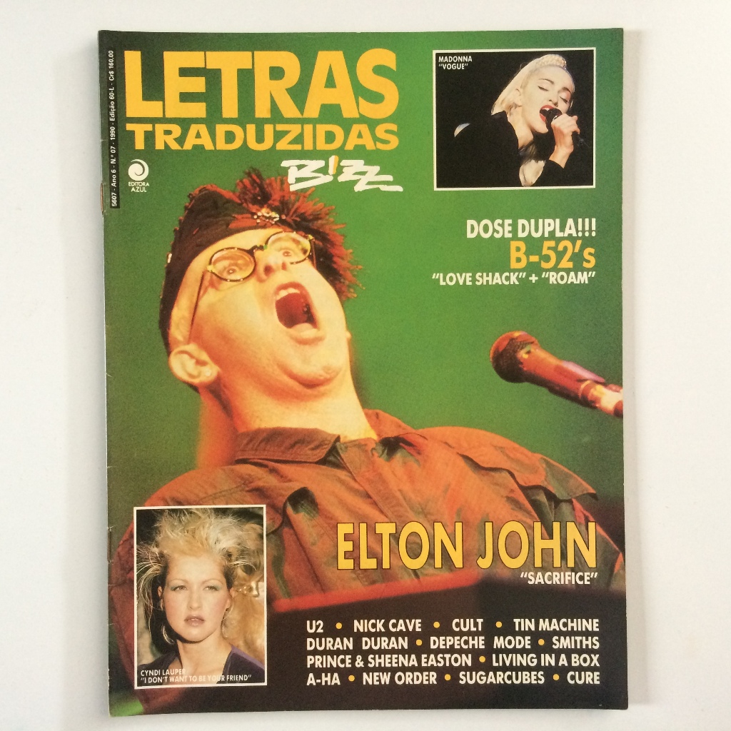 BIZZ LETRAS TRADUZIDAS ELTON JOHN MADONNA CYNDI LAUPER U2 DEPECHE MODE A-HA CURE E OUTROS