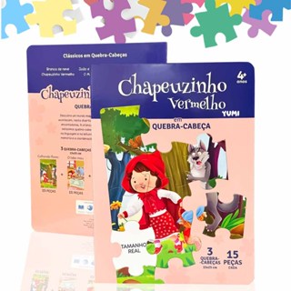Livro Ilustrado : Chapeuzinho Vermelho | Com 3 Quebra-Cabeças Grandes Capa E Folhas Duras Infantil em Oferta na Shopee